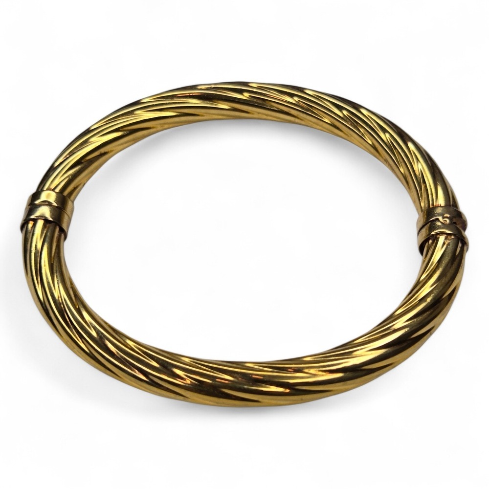 Vintage Veronese Sterling Silver 925 Gold Vermeil Hinged‎ Hollow Bangle Bracelet
